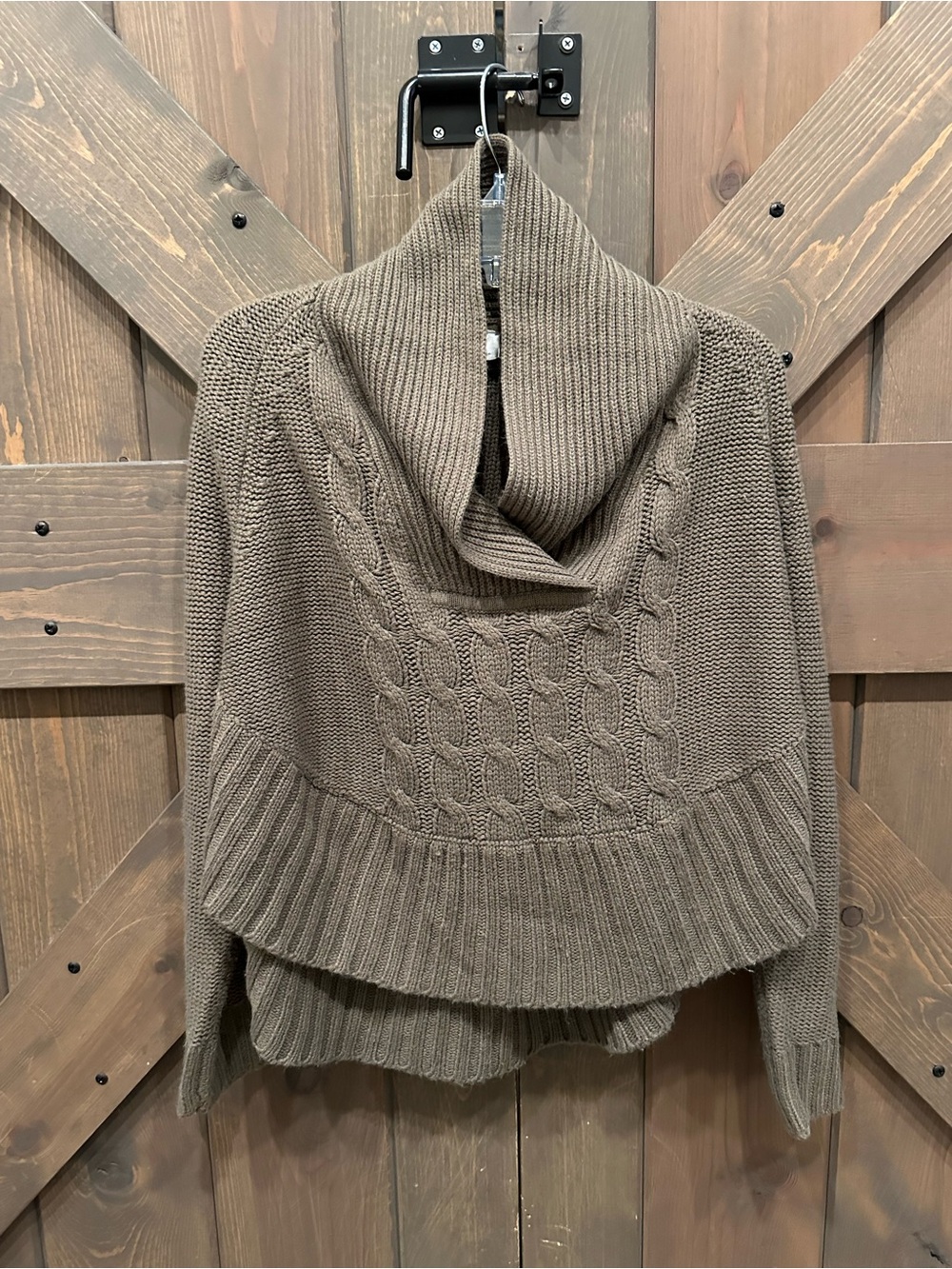 RD Style Cable Knit Cowl Sweater - Taupe Brown